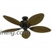 Hunter Fan 54 in. Indoor/Outdoor Ceiling Fan without Light in Onyx Bengal  5 Palm Shaped Fan Blades Included (Certified Refurbished) - B075SKFD49